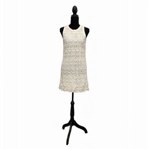 Ann Taylor Loft White Crochet Lace Sleeveless Shift Dress
